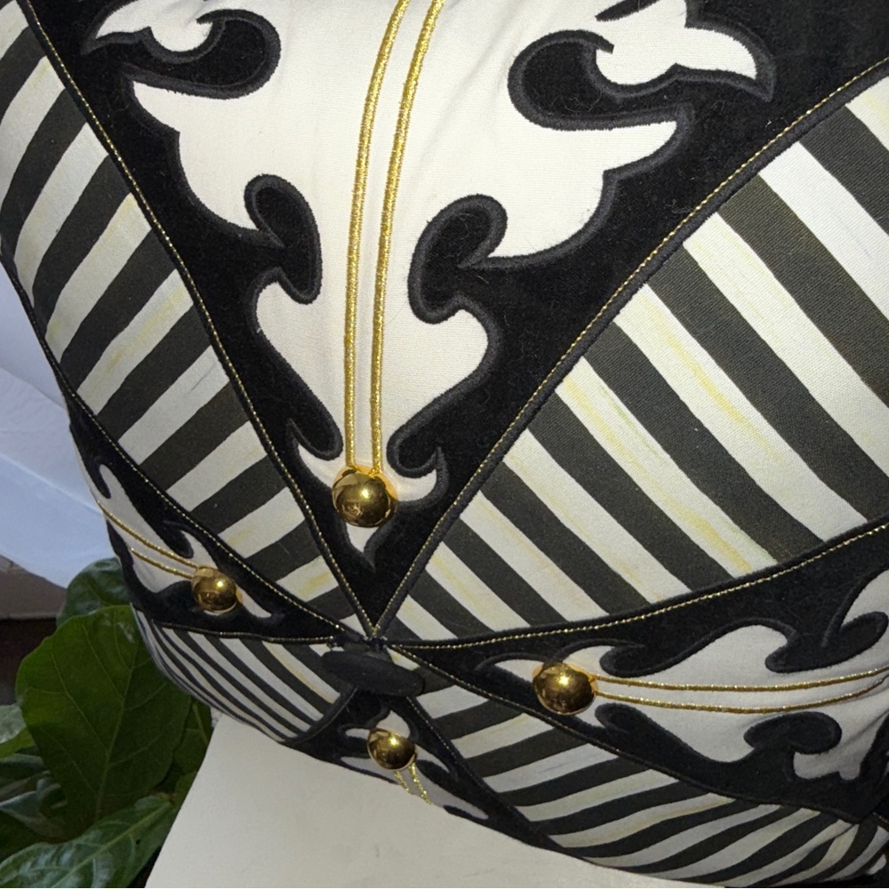 Mackenzie Childs Regiment Square Pillow Courtly Black White RETIRED RARE HTF MCM - Picture 6 of 9